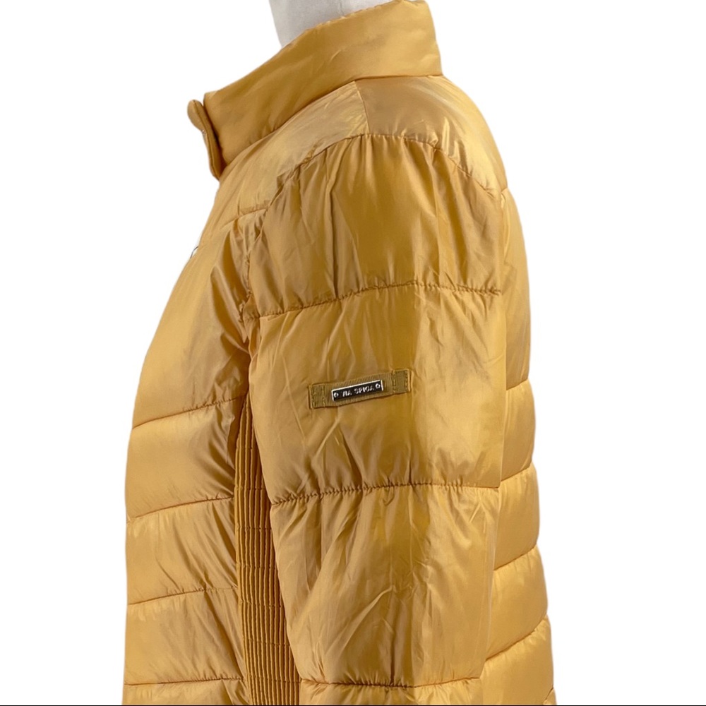 Via Spiga Smocked Quilted Puffer Jacket Maize Yellow Packable Medium/Large - Picture 3 of 11